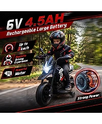6V Kids Ride On Licensed Motorcycle Toy, Battery Powered Sport Bike with Training Wheels for Indoor Outdoor Play, Gray/Red/Black, Ages 3-6