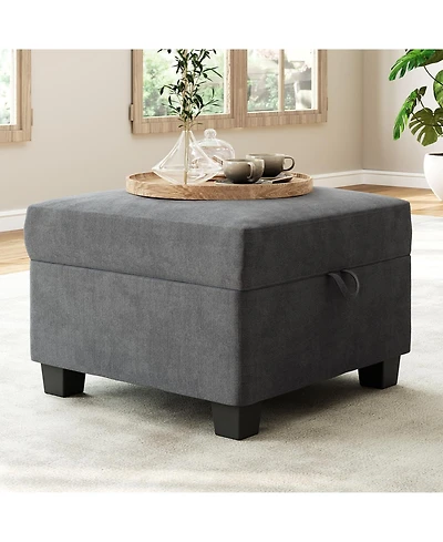 Folding Ottoman Footrest for Sectional Sofa, Soft Upholstered Cushion Stool for Living Room Bedroom Office and Dorm, Black/Gray