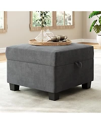 Folding Ottoman Footrest for Sectional Sofa, Soft Upholstered Cushion Stool for Living Room Bedroom Office and Dorm, Black/Gray