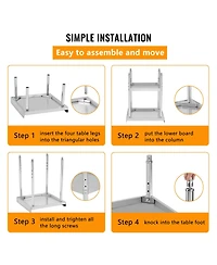 60/48/30/24/12 Stainless Steel Bbq Prep Table with Guard, Outdoor Grill Station Work for Patio, Backyard Barbecue, Silver