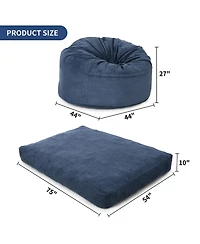 gaomon 2-in-1 Convertible Corduroy Bean Bag Chair Bed for Adults, Large Floor Sofa with Washable Cover Multi-Use Seating and Sleeping Lounger