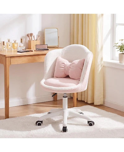 gaomon Office Vanity Chair with Wheels Comfy Desk for Girls Cute Computer Small Armless Adjustable Height Swivel Home Bedroom Task