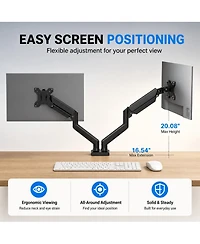 Lofree Gas Spring Monitor Mount Full-Motion Dual Arm Desk Mount Supports 13 to 32 Inch Monitors