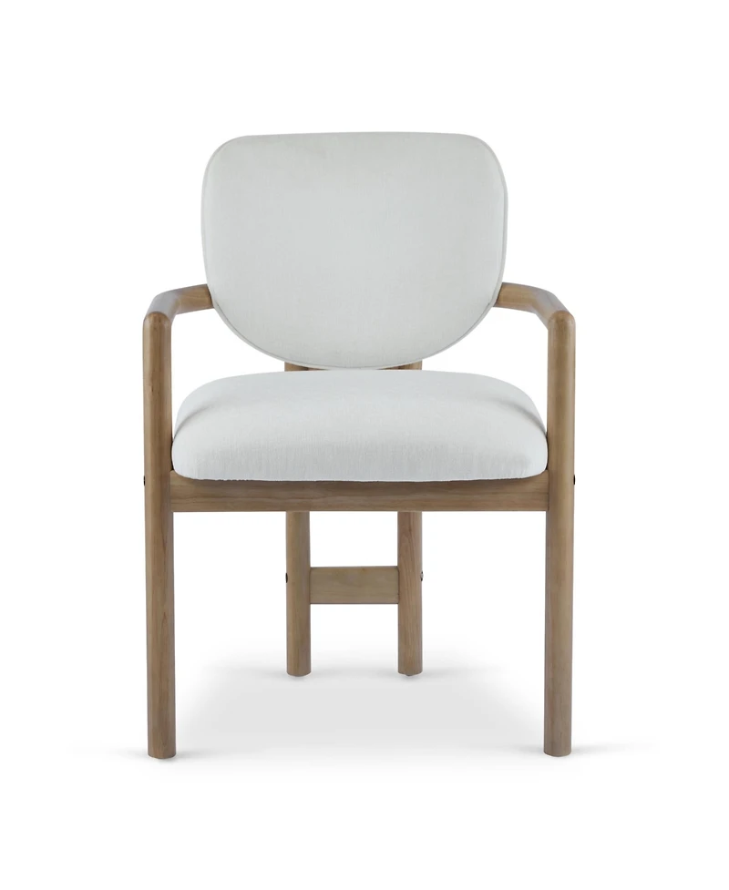 Flynama Set of 2 Fabric King Louis Rubberwood Arm Dining Chairs, 300 Lbs Weight Capacity