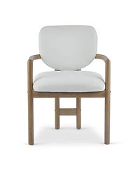 Flynama Set of 2 Fabric King Louis Rubberwood Arm Dining Chairs, 300 Lbs Weight Capacity