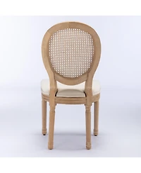 Flynama Set of 2 French Solid Wood Rattan Back Dining Chairs