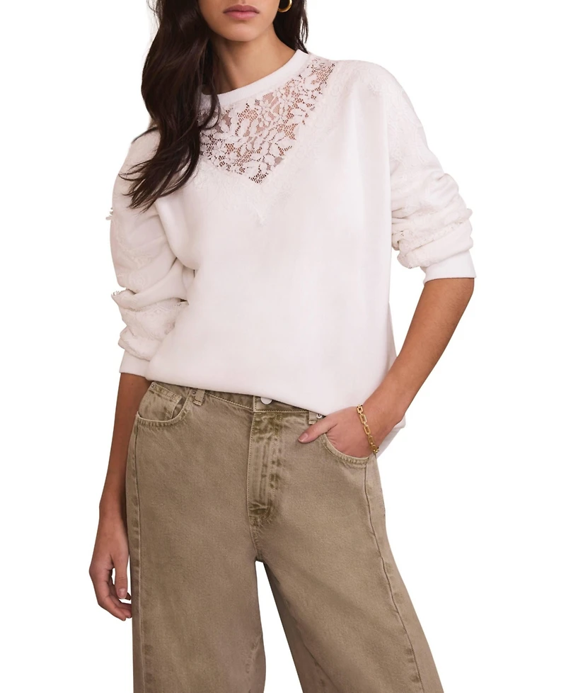Mint Velvet Women's Broderie Lace Long-Sleeve Sweatshirt