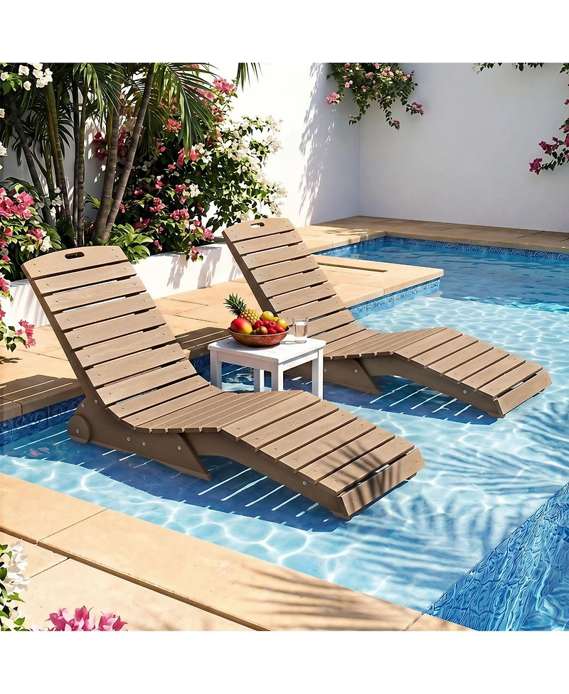 Gymax 2pieces In-Pool Lounge Chair Ergonomic S-Curve Hdpe Pool Chaise Lounger w/Wheels