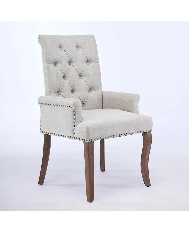 Flynama Upholstered Chenille Arm Dining Chair