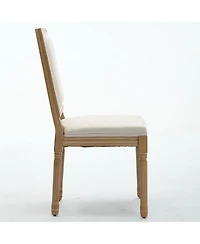Flynama Set of 2 French Louis Solid Wood Dining Chairs, Carved Frame Rattan Back 300 Lbs Capacity