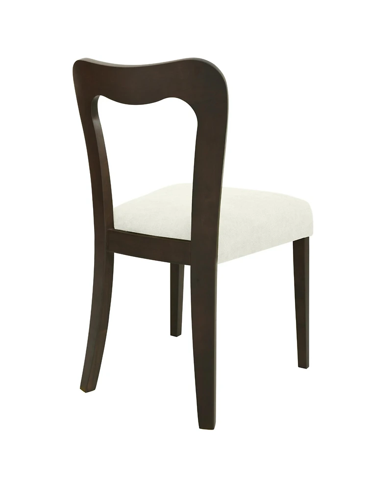 Flynama Set of 2 Rubberwood Open Back Dining Chairs, Minimalist Upholstered Armless Kitchen Chairs