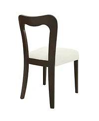 Flynama Set of 2 Rubberwood Open Back Dining Chairs, Minimalist Upholstered Armless Kitchen Chairs
