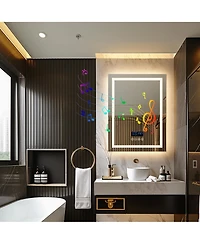 Luvodi 28"x36" Smart Led Bathroom Mirror with Bluetooth Speaker Temperature Display Front-lit, Backlight, Anti-Fog