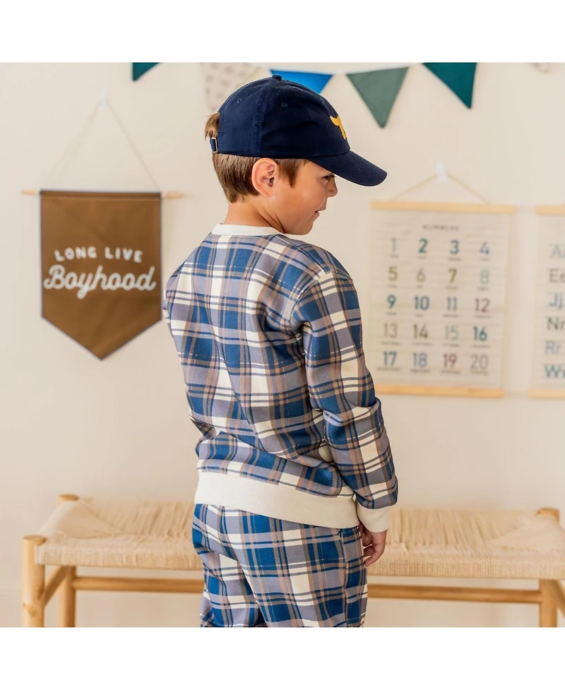 Sweet Wink Little Boys Navy Plaid Sweatshirt