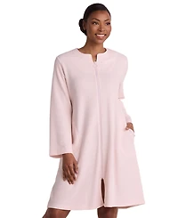 Miss Elaine Women's Zip Front Textured Knit Robe