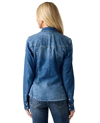 Guess Women's Denim Long-Sleeve Slim-Fit Button-Up Shirt