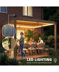Outsunny 10' x 10' Outdoor Louve Pergola with Solar lights