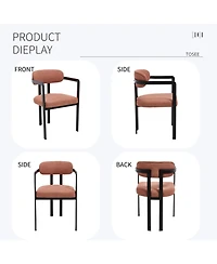 Flynama Set of 2 Mid-Century Boucle Tufted Dining Chairs, Metal Leg Kitchen Accent Chairs