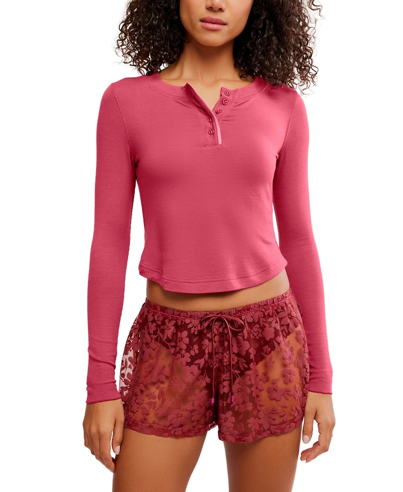 Free People Women's Dream State Modal Long-Sleeve Henley Top