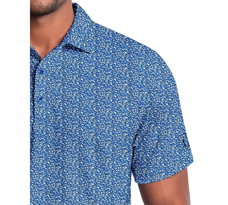 Pga Tour Men's Classic Floral Confetti Print Golf Polo Shirt