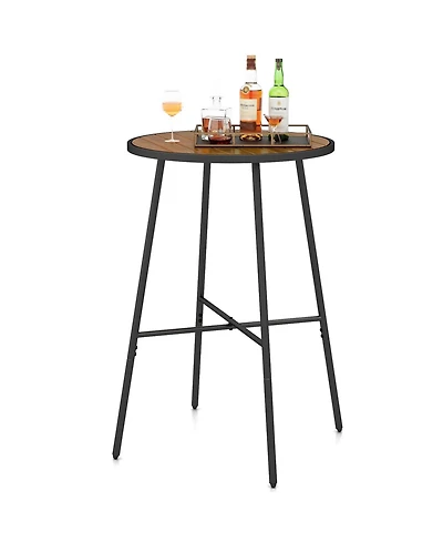 Mecale 41-Inch Round Acacia Wood Outdoor Bar Table