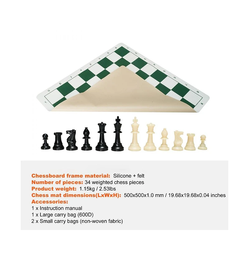 Slickblue Tournament Portable Weighted Pieces Chess Set, Ages 5+