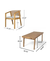 Asagikoiai 7-Piece Acacia Wood Patio Dining Set with Slatted Table and 6 Rope Woven Chairs