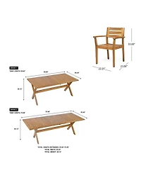 Asagikoiai 7-Piece Extendable Outdoor Dining Set, Acacia Wood Patio Table and 6 Chairs