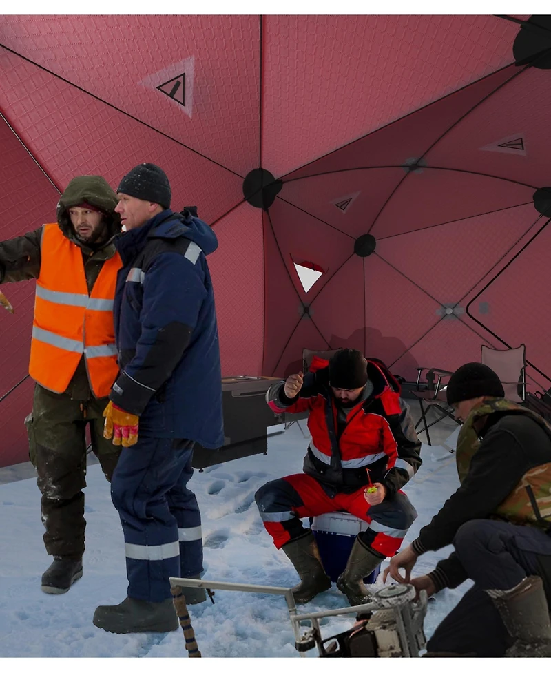 homfan Portable Pop Up Ice Fishing Shelter 70"x70"x79"/140"x70"x79" Insulated Hub Tent, Waterproof Oxford, 2-8 Persons