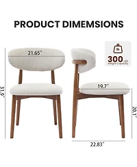 gaomon Set of 6 Mid Century Modern Dining Chairs, Linen Upholstered Padded Seat Chairs with Solid Rubberwood Legs for Kitchen Dining Room