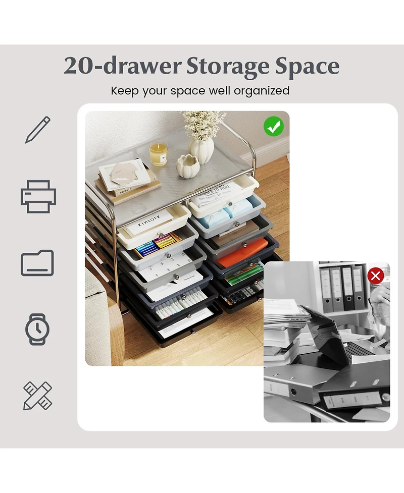 Mecale 12-Drawer Steel Frame Rolling Storage Cart