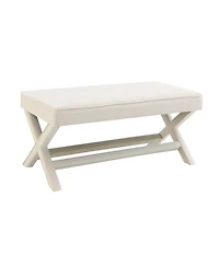 Flynama Velvet Double Bench with X-Crossed Legs, Modern