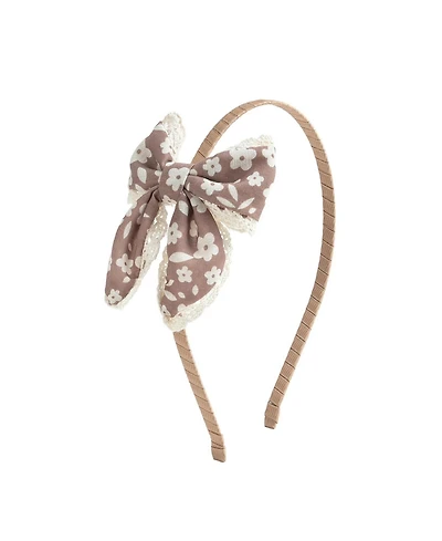 Sweet Wink Little and Big Girls Mocha Floral Lace Bow Headband
