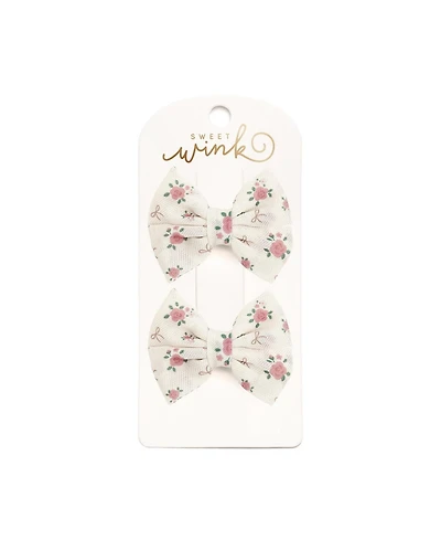 Sweet Wink Little and Big Girls Coquette Rose Tulle Bow Clip Set