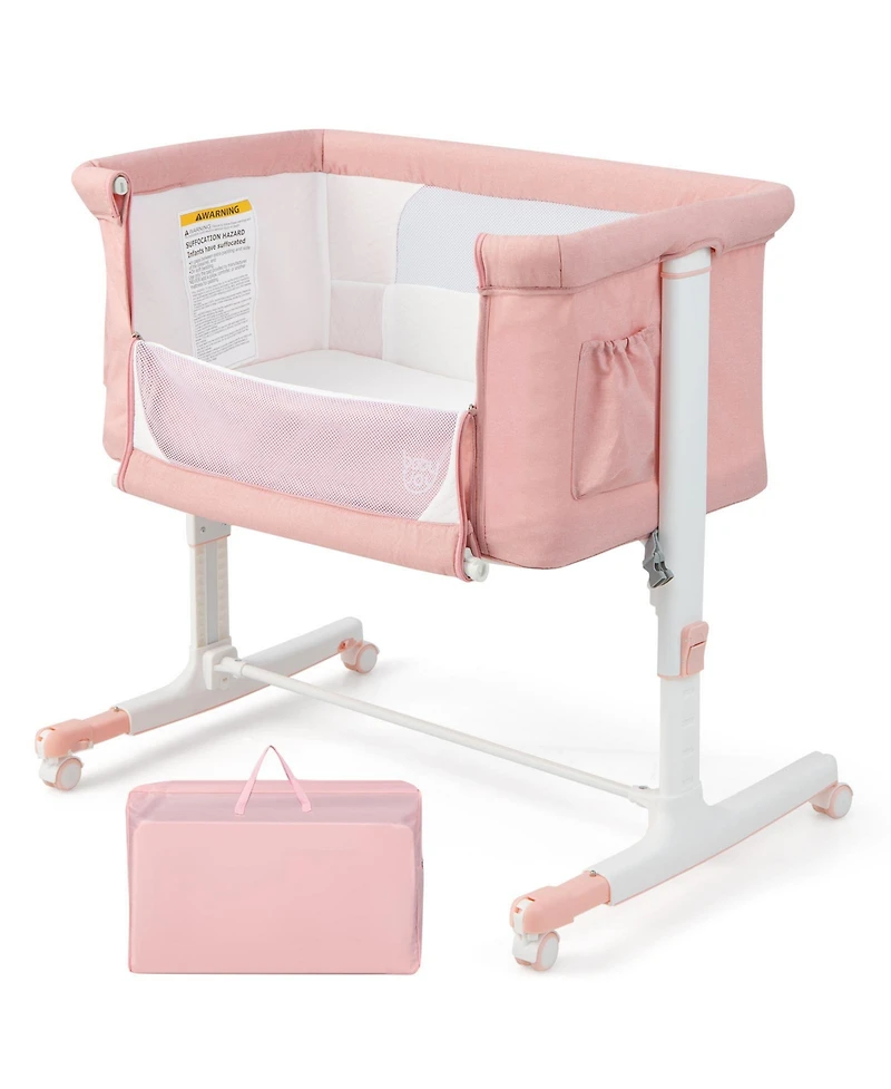 Costway Baby Bassinet Bedside Crib with Changing Table Mattress Detachable Canopy Basket