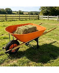 Streamdale Furniture Steel Tray Two-Wheel Garden Barrow with 15" Pneumatic Wheel