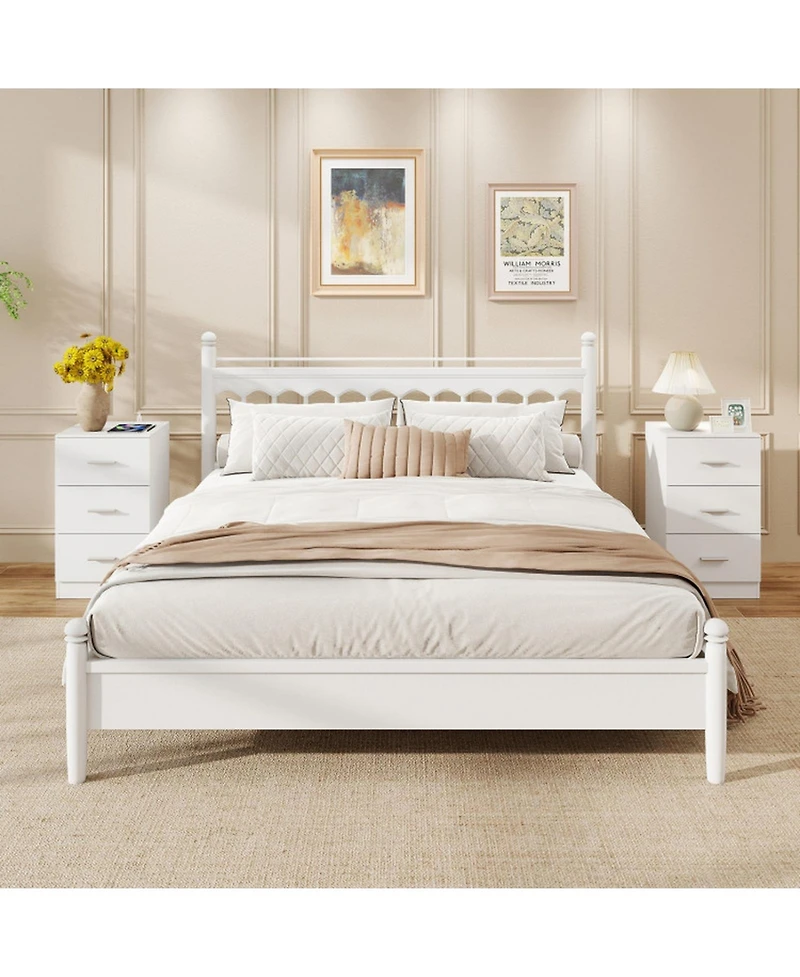 Sugift Nightstand Set of 2 with Charging Station and 3 Storage Drawers