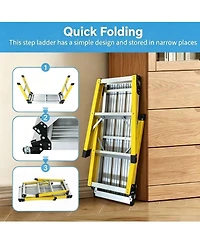 Streamdale Furniture Aluminum Step Ladder Heavy Duty Foldable Aluminum Platform 330 Lbs Capacity