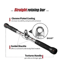 Sevorley 5-Piece Cable Machine Attachment Set with Triceps Rope, V Bar, Double D Handle, Lat Bar and Snap Hooks