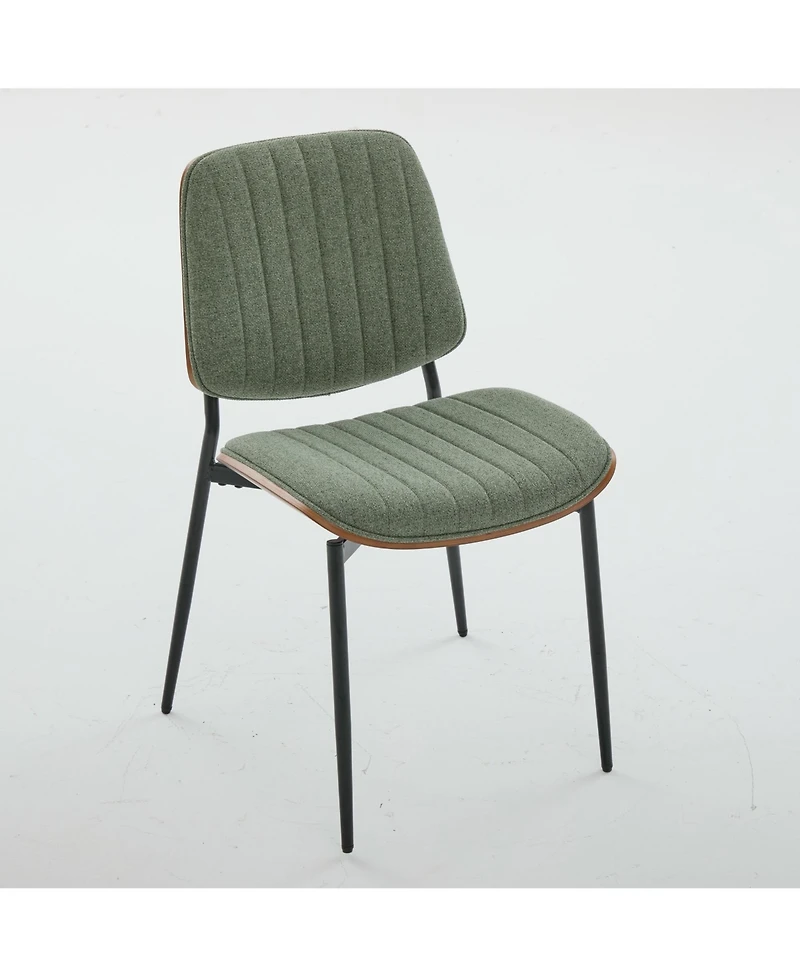 Flynama Mid-Century Modern Linen Dining Chairs Set of 2, Upholstered Chair with Walnut Bentwood Back