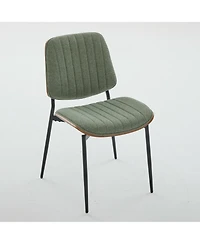 Flynama Mid-Century Modern Linen Dining Chairs Set of 2, Upholstered Chair with Walnut Bentwood Back
