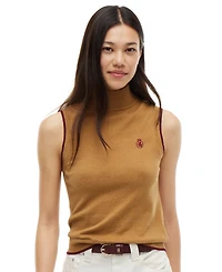 Tommy Hilfiger Women's American Icons Sleeveless Turtleneck Cotton/Cashmere-Blend Vest