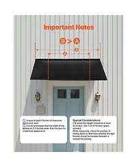 Vevor Window Awning Door Canopy 80x36 in Outdoor Steel Front Door Awnings Anti-Rust
