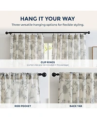 Hlc.me Brookville Linen Floral Print Patterned Curtains - Back Tab Pocket Window Flower Curtains Panels for Bedroom and Living Room