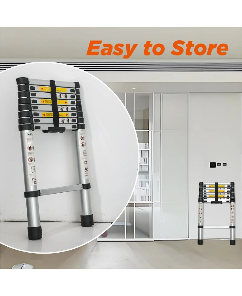 Streamdale Furniture Telescoping Ladder 8.5FEET, 300 lbs Capacity Aluminum Extension Ladder
