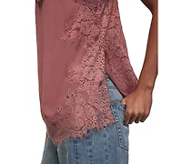 Lucky Brand Women's Lace Trim V-Neck Tunic Tank