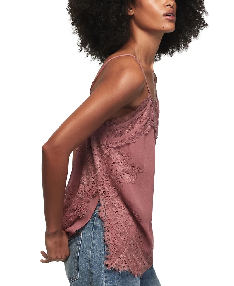 Lucky Brand Women's Lace Trim V-Neck Tunic Tank