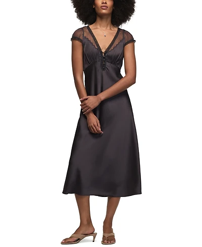 Lucky Brand Women's Simone Lace V-Neck Short-Sleeve Maxi Dress
