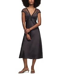 Lucky Brand Women's Simone Lace V-Neck Short-Sleeve Maxi Dress