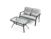 Boyel Living Outdoor Loveseat Chair Set with Coffee Table and Seat Back Cushions
